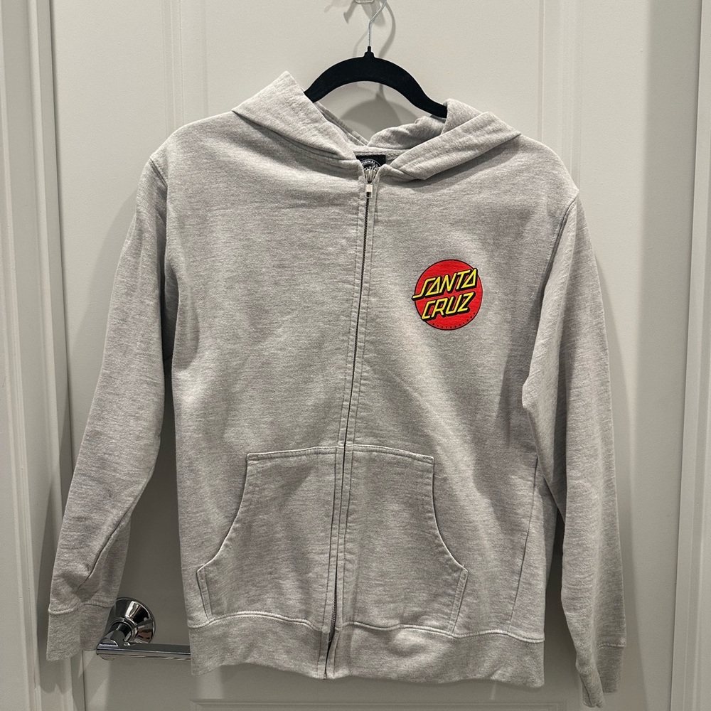 Santa Cruz Skateboards Kids Light Gray Zip-Up Hoodie